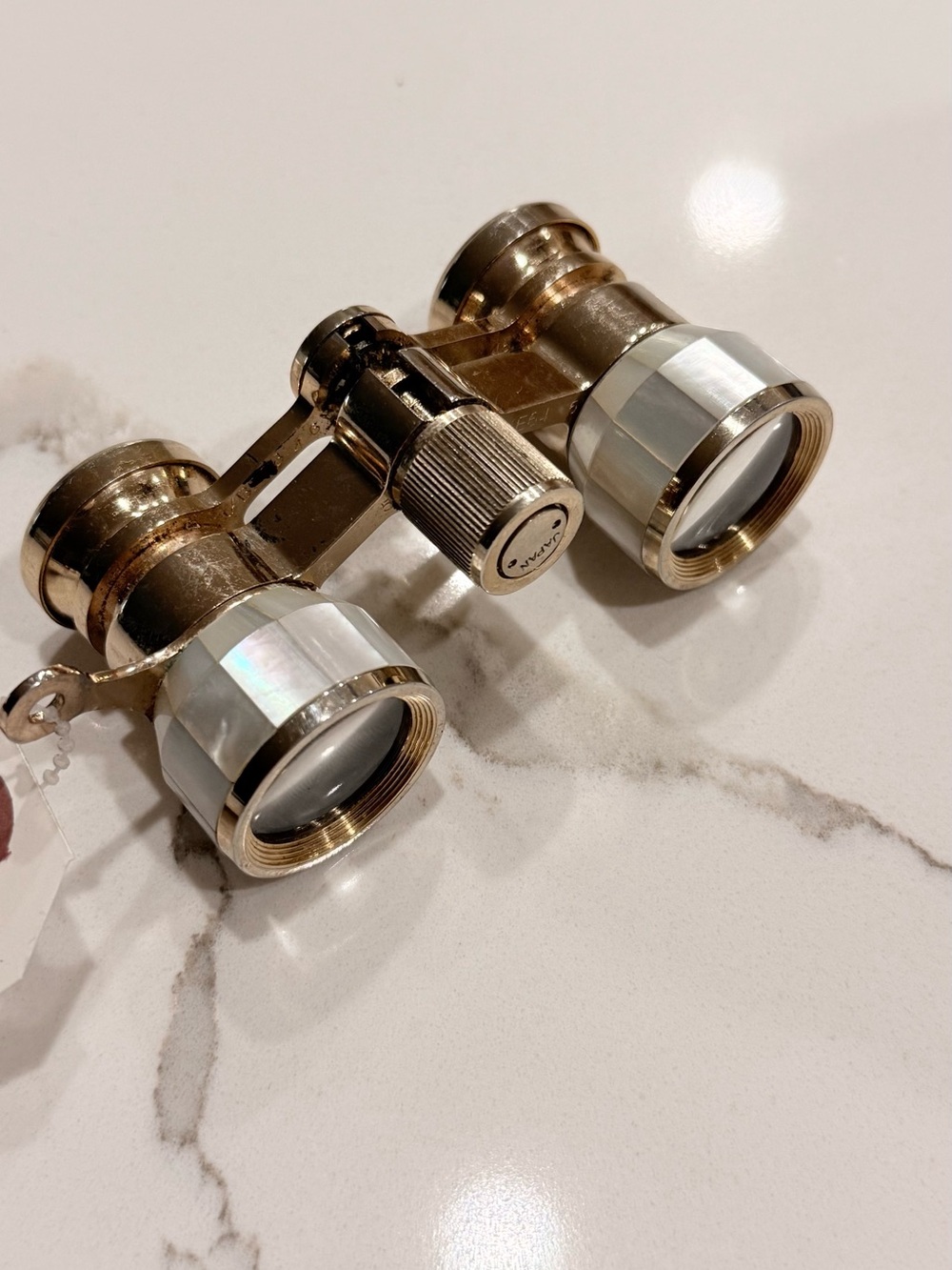 Vintage Binolux Mother of Pearl & Gold Tone Opera Glasses Japan 3X